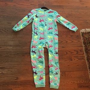 child’s large onsie with colorful horses